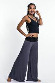 Wide Leg Palazzo Harem Pants Cotton Spandex in Solid Gray