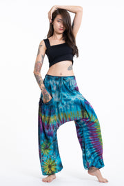 Tie Dye Cotton Women Harem Pants in Sky Blue