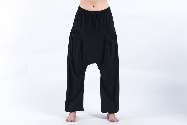 Cotton Women Harem Pants in Solid Black