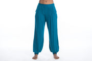 Cotton Women Harem Pants in Solid Blue