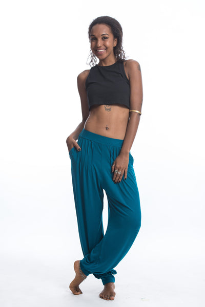 Cotton Women Harem Pants in Solid Blue