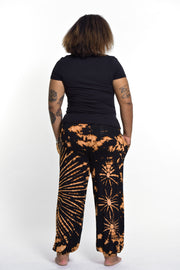 Plus Size Tie Dye Cotton Women Harem Pants in Orange Black