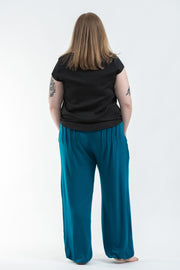 Plus Size Cotton Women Harem Pants in Solid Blue