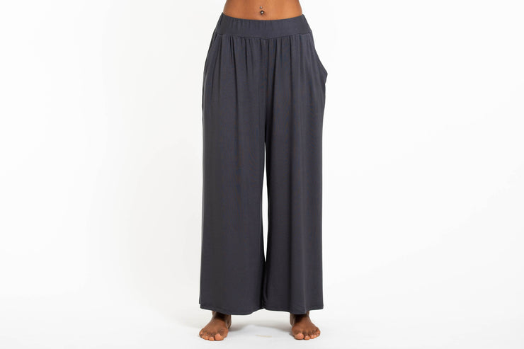 Wide Leg Palazzo Harem Pants Cotton Solid Gray