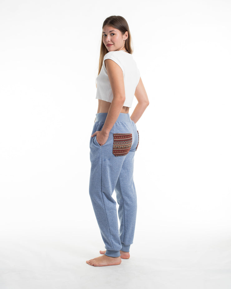 Women's Terry Pants with Tribal Pockets in Light Blue (Size M - XL)