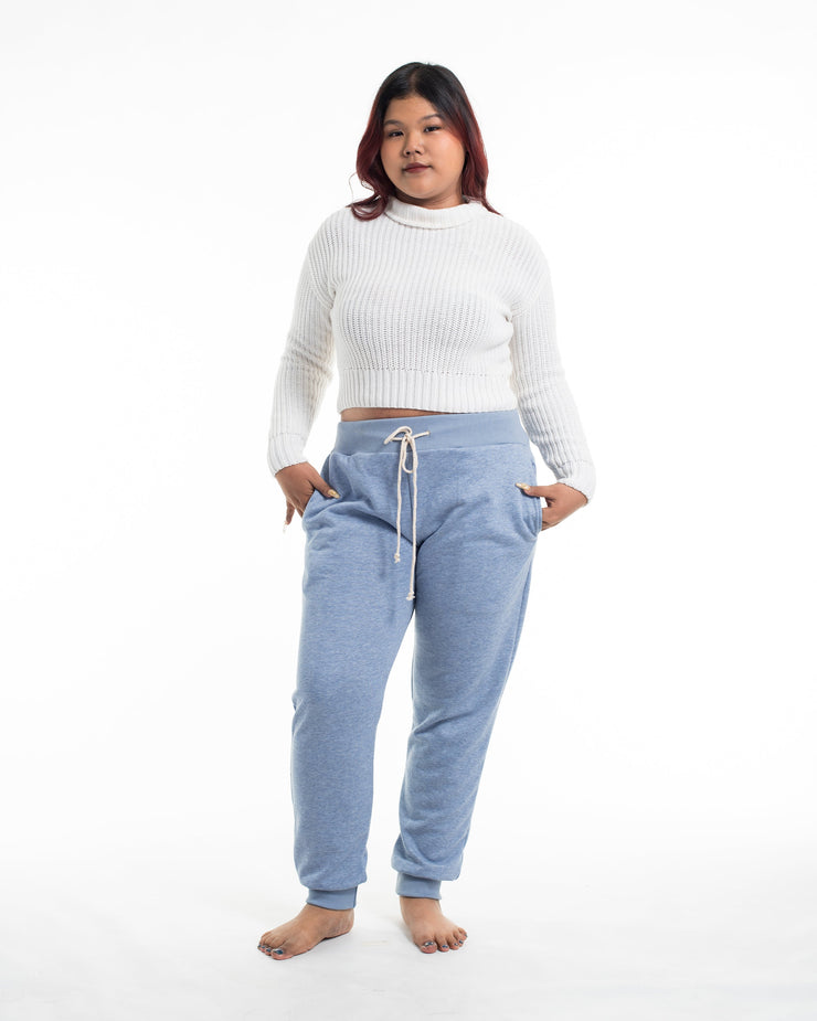 Women's Terry Pants with Tribal Pockets in Light Blue (Size M - XL)