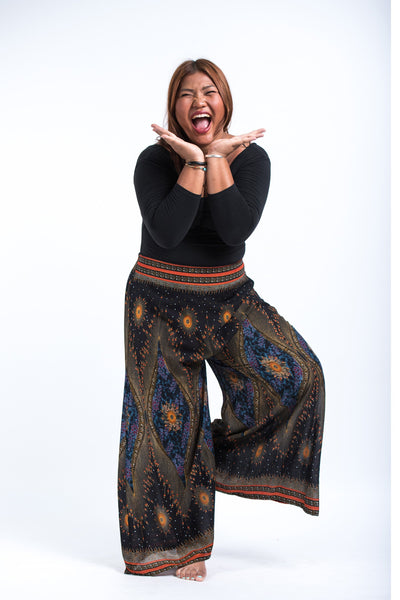 Plus Size Peacock Eyes Palazzo Style Harem Pants in Black