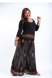 Plus Size Peacock Eyes Palazzo Style Harem Pants in Black