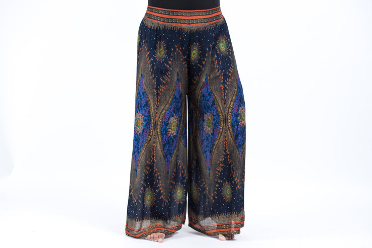 Plus Size Peacock Eyes Palazzo Style Harem Pants in Navy