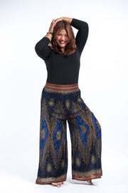 Plus Size Peacock Eyes Palazzo Style Harem Pants in Navy