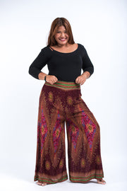 Plus Size Peacock Eyes Palazzo Style Harem Pants in Maroon