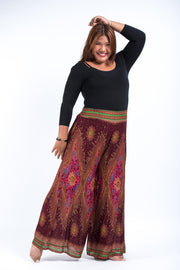 Plus Size Peacock Eyes Palazzo Style Harem Pants in Maroon