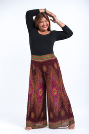 Plus Size Peacock Eyes Palazzo Style Harem Pants in Maroon