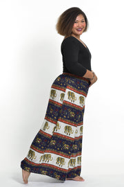 Plus Size Elephant Bliss Palazzo Style Elephant Pants in Navy