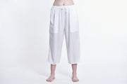 Women's Drawstring Yoga Massage Cropped Pants in White