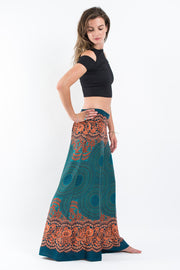 Geometric Mandalas Palazzo Style Harem Pants in Turquoise