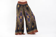 Peacock Eyes Palazzo Style Harem Pants in Black