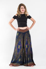 Peacock Eyes Palazzo Style Harem Pants in Navy