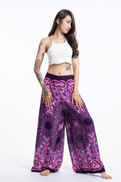 Paisley Mandalas Palazzo Style Harem Pants in Purple