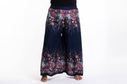 Plus Size Floral Palazzo Style Harem Pants in Blue