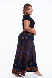 Plus Size Peacock Eyes Palazzo Style Harem Pants in Navy