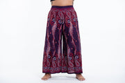 Plus Size Paisley Feathers Palazzo Style Harem Pants in Purple