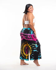 Plus Size Tie Dye Wide Leg Palazzo Harem Pants Cotton in Turquoise