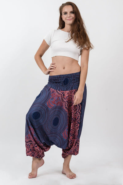 Geometric Mandalas 2-in-1 Jumpsuit Harem Pants in Blue