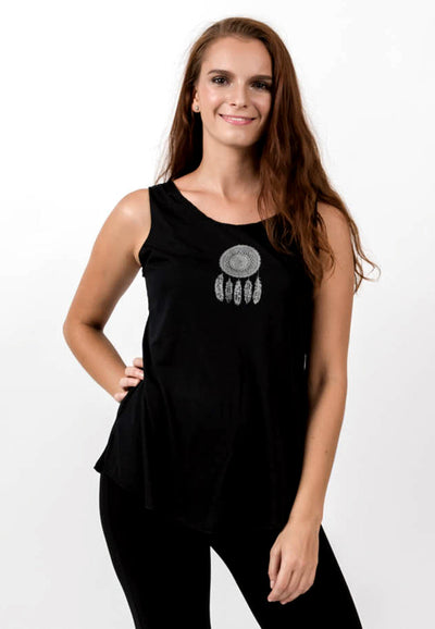 Loose Soft Vintage Style Women's Tank Tops Dream Catcher Black