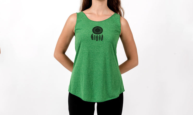 Loose Soft Vintage Style Women's Tank Tops Dream Catcher Green