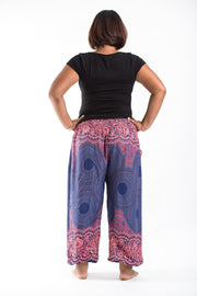 Plus Size Geometric Mandalas Women's Harem Pants in Blue