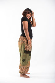 Plus Size Geometric Mandalas Women's Harem Pants in Olive